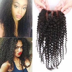 Sunwell 6a Virgin Human Hair Lace Top Closure Kinky Curly Bleached Knots With Baby Hair 3.5x4 3 Way Part Lace Closure Natural Color 8