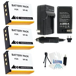 3-PACK Fuji NP-85 High-capacity Replacement Batteries With Rapid Travel Charger For Fujifilm Finepix S1 SL1000 SL305 SL300 SL280 SL260 SL240 Digital Cameras - Ultrapro