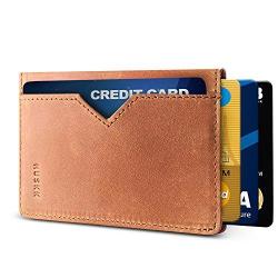 Slim Rfid Wallets For Men Leather - Front Pocket Card Holder Sleeve - Rfid Blocking Onesize Light