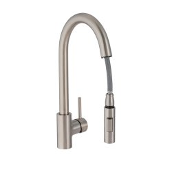 Kitchen Sink Mixer Tap Pull Out Brushed Nickel H40CM Spout Reach 10CM