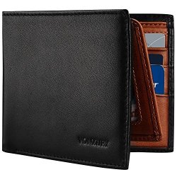 Black RFID Blocking Bifold Wallet by Vonxury Leather Wallet for Men