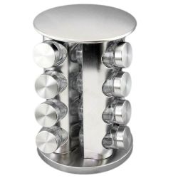 Optic Stainless Steel Spice Rack 16 Piece - Silver