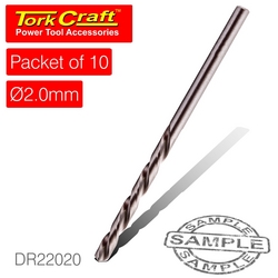 Tork Craft Drill Bit Hss Industrial 2.0MM 135DEG Packet Of 10