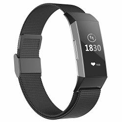 Poy Compatible For Fitbit Charge 3 Bands Replacement Wristbands For Fitbit Charge 3 Se Fitness Activity Tracker Metal Stainless Steel Bracelet Strap With Unique