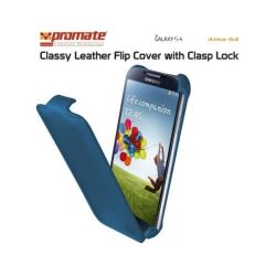 Promate ALMA-S4 Classy Leather Flip Cover With Clasp Lock For Samsung Galaxy S4-BLUE Retail Box 1 Year Warranty