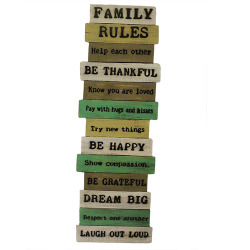 Rough Wooden Signs - Big Family Rules