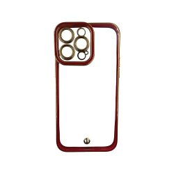Goldair Gold Outline Tpu Fashion Case With Camera Cut-out For Iphone 14 Pro - Red