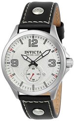 Invicta Men's 'aviator' Quartz Stainless Steel And Leather Casual Watch Color:black Model: 22527