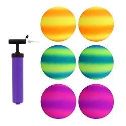 Get Out Rubber Play Ball 6PK & Inflator 8.5 Inch 3 2-TONED Pairs Small Playground Ball Four Square Balls & Pump