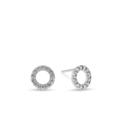 Sterling Silver Cubic Zirconia Circle Stud Earrings