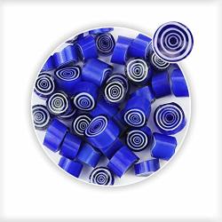 Dark Blue Swirl Pattern Millefiori Glass Loose Beads For Earring Bracelet Pendant Making