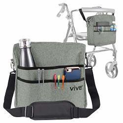 Vive Rollator Bag - Universal Travel Tote For Carrying Accessories On Wheelchair Rolling Walkers & Transport Chairs - Lightweight Laptop Basket For Handicap Disabled