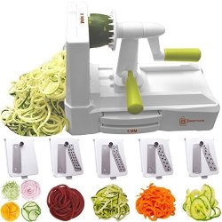 Deals on Brieftons 5-BLADE Vegetable Spiralizer: Strongest-heaviest Spiral  Slicer Best Veggie Pasta Spaghetti Maker For Low Carb Paleo Gluten-free  Vegan Meals With Extra Blade Caddy 4 Recipe Ebooks | Compare Prices &