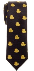 Retreez Classic Rubber Duck Woven Microfiber Skinny Tie - Black