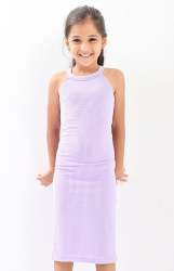 Big Girls Rib Bodycon Dress - Lilac - Lilac 7-8 Years