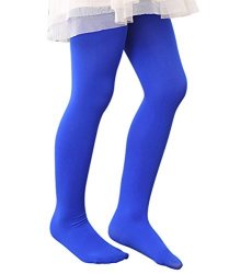 Zando Girls Full Length Solid Color Stretchy Popular Cotton Warm Pants Leggings Tights Royal Blue Small