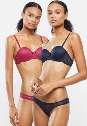 Kangol 2 Pack Multiway Allover Lace Bra - Navy red