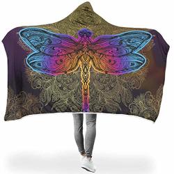 Qxgiao Dragonfly Insect Mandala Microfiber Fleece Flannel Fleece Plush Throw Blanket For Bed Couch White 50X60 Inch