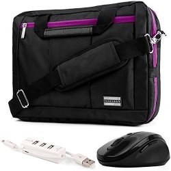 El Prado 3-IN-1 Hybrid Purple Trim Laptop Bag W Wireless Mouse And USB Hub For Acer Aspire Travelmate Spin Swift