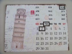 A Marvelous Vintage Looking Metal Palque Calendar With Magnets To Move Around 40CM X 30CM