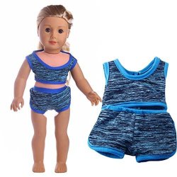 Wenjuan Fashion 18 Inch 2PCS Doll Handmade Clothes Swimwear Swimsuit For American Girl Doll Gifts Blue