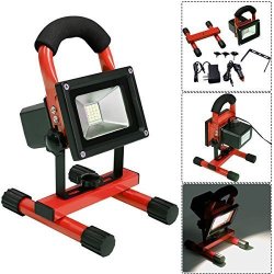New Red Portable 10W Cordless Work Light Rechargeable LED Flood Spot Camping Lamp