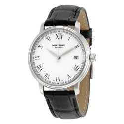 Montblanc Tradition White Dial Black Leather Automatic Men's Watch