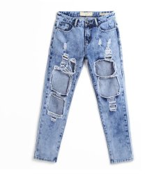 Cwlsp Vintage Torn Casual Jeans - Light Blue M