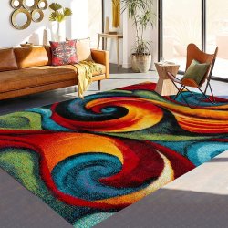 1PC Multicolored Spiral Print Rug Retro Abstract Pattern Carpet Stain-resistant And Washable Floor Mat Suitable For Living Room Corridor Bedroom Home Decor