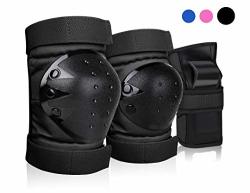 Dekinmax Knee Pads For Kids & Youth Protective Gear Set Knee Pads Elbow Pads With Wrist Guards 3 In 1 For Biking Skating And Rollerblading Scooter Black S