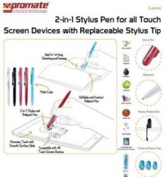 Promate Lami 2-IN-1 Stylus Pen For All Touch Screen Devices With Replaceable Stylus Tip-white Lam...