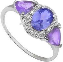 Magnificent 0.60CTS Amethyst And 0.45CTS Tanzanite Ring With Diamonds