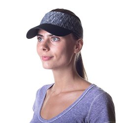 Womens Sun Visor Hat With Ponytail Hole Head-wrap For Active Lifestyle Women Heather Black