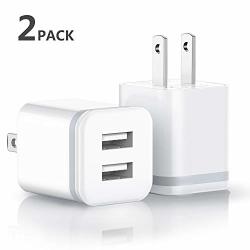 USB Wall Charger Plug Niluoya 2-PACK 2.1A 5V Dual Port USB Block Power Adapter Charging Cube Replacement For Iphone XS MAX XS XR X 8 7 6 PLUS 5S Samsung Kindle LG