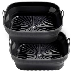 Air Fryer Basket - Square - Collapsible - Twin Pack