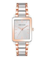 Anne Klein Women's Two-toned Rectangular Bangle Watch - Silver rose Gold