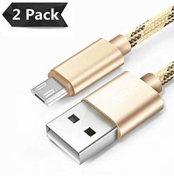 6FT Micro USB Cables 2 Pack Android USB 2.0 A Male To Micro B High Speed Sync Charger Cables Car Charging Cords For Samsung