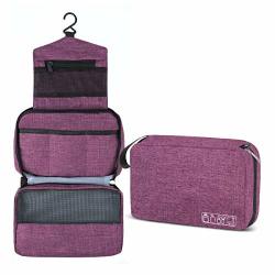 Hanging Toiletry Bag Hizek Portable Travel Toiletry Bag Waterproof Large Capacity Cosmetic Organizer For Women With 4 Compartments & 1 Sturdy Hook Perfect For Travel daily Use Fuchsia