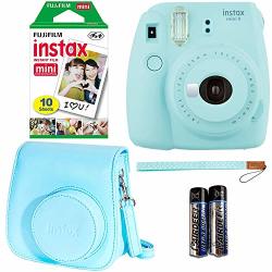 Fujifilm Instax MINI 9 - Ice Blue Instant Camera 10 Prints Instant MINI Film Groovy Camera Case - Blue