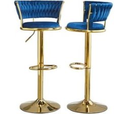 Bar Stools Bar Stools Set Of 2 Bar Chairs Breakfast Dining Stools For Kitchen Island Counter Stools 2 Pcs Blue Velvet Seat Gold Metal