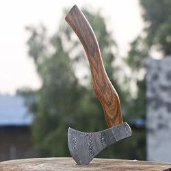 Jnr Traders Handmade Damascus Steel Hunting Axe hatchet With Rose Wood Handle VK2218