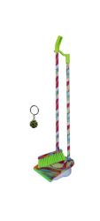 Totally Long Broom And Stand Up Dustpan Set And Beaded Keyholder