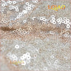Lqiao Sequin Fabric Champagne 10 Yards Sequin Fabric By The Yard Sequin Fabric Tablecloth Linen Sequin Tablecloth Table Runner 30FT