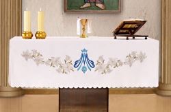 M Design In Blue With St Joseph Lilies - Embroidered In Front - Wide 150CM 1METER Length