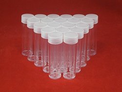20 Round Clear Plastic Penny Cent Size Coin Storage Tube Holders Screw On Lid