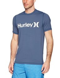 Hurley Men's One And Only Short Sleeve Sun Protection Rashguard Squadron Blue white S