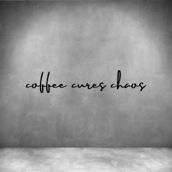 Coffee Cures Chaos - L 450MM Matt Silver Font 1