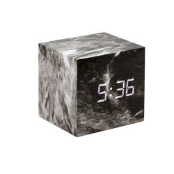 MINI Cube LED Digital Marble Pattern Alarm Clock - Black