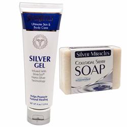 Colloidal Silver Soap Silver Biotics Gel - Bundle Of Silver Miracle Soap Bar 4.5 Oz And American Biotec Labs Silver Gel 4 Oz