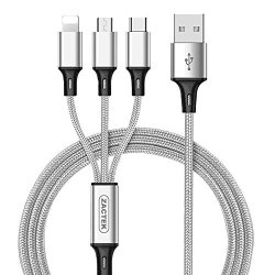 Multi USB Cable-zactek- Nylon Braided 4.0FT USB To Type C micro lightning 3 In 1 USB Cable For Samsung Galaxy S8 S7 Iphone Ipad Google Pixel Nexus LG